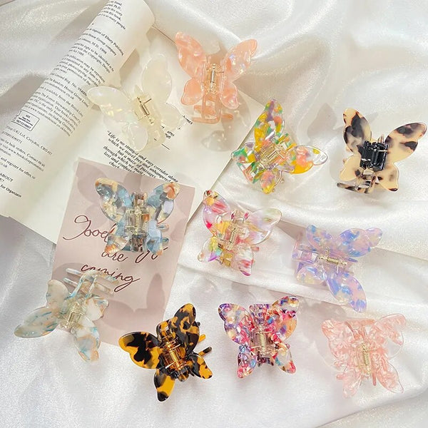 Speckled Butterfly Acrylic Hair Clips