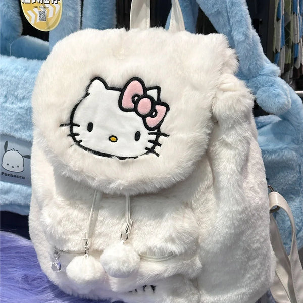 Fuzzy Kawaii Pompom Backpacks