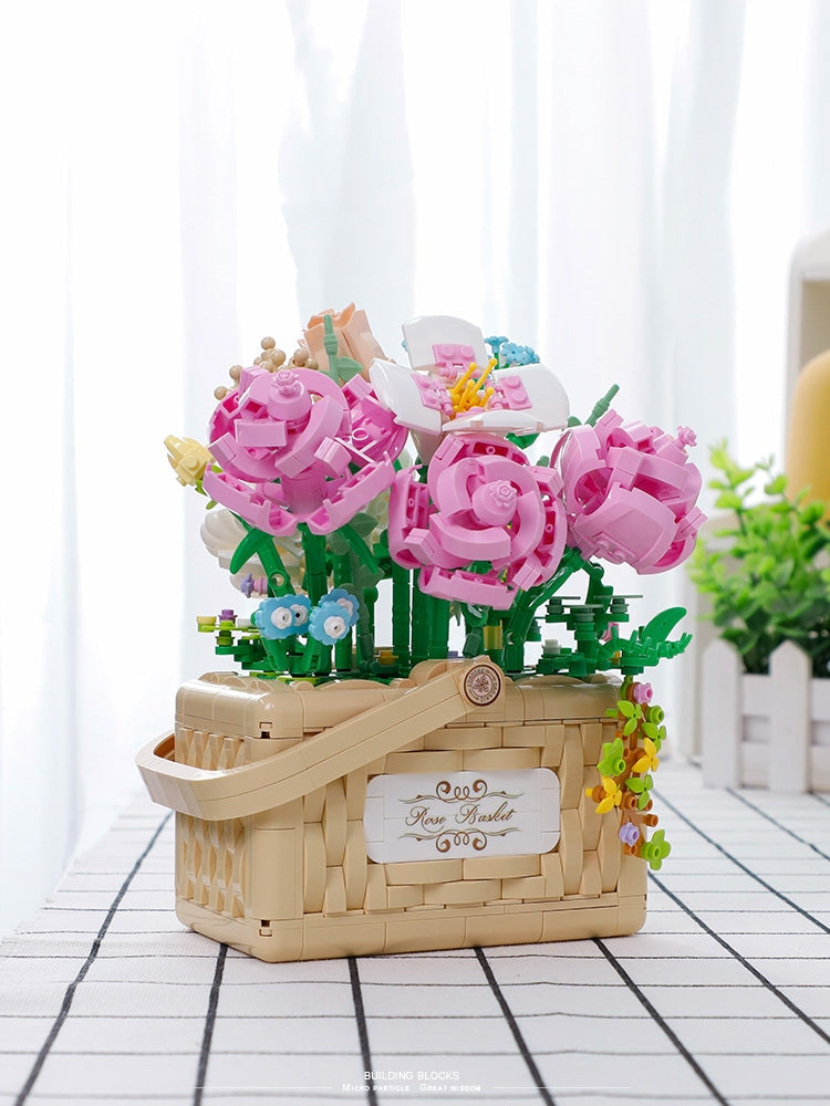 Building Block Basket Bouquet Set - building blocks, flowers, kawaii, lego, lego sets Kawaii Babe
