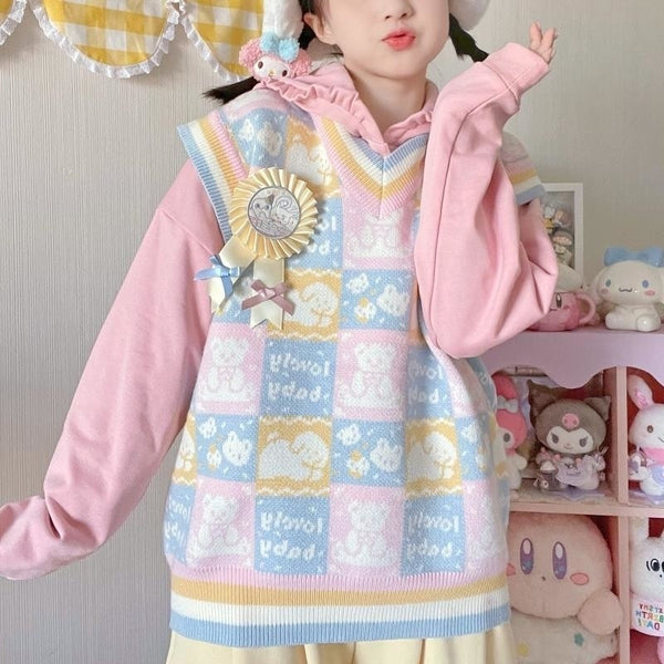 PALACE ニット　ベスト　KAWAII VEST KNIT A'GEM/9 × .kom『 FANCY CLUB/ファンシークラブ』WAVE LINE KNIT