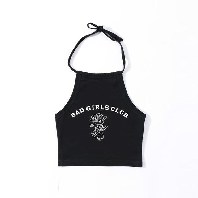 Black Bad's Girl Club Tank Top Halter Shirt Belly Cropped Crop Top DD/LG Fetish Kink by DDLG Playground