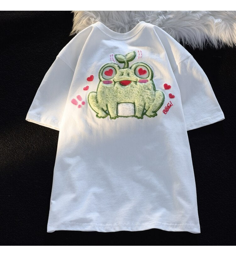 Froggy love fluffy tee - frog - frogs - green - hearts - love