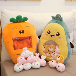 Fruit and animal plush bags - avocado - banana - carrot - fruit - fruits
