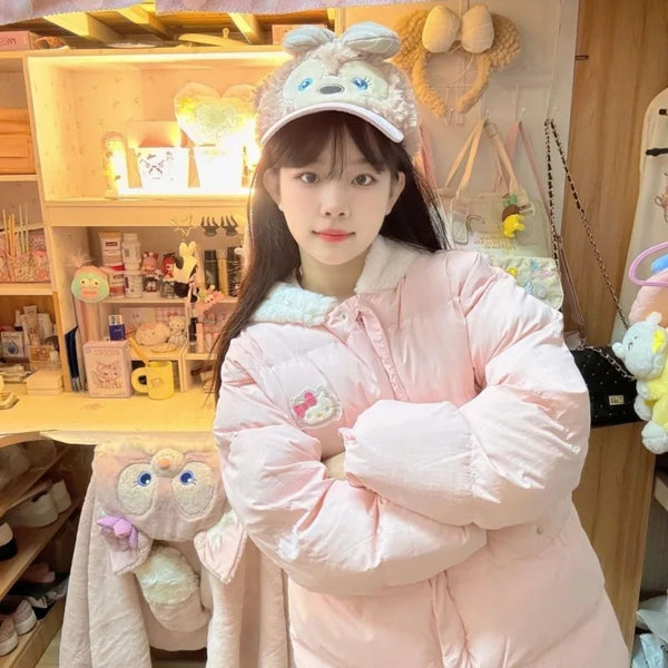 Fuzzy Kitty Bomber Jacket Winter Coat Thick Puffer – Kawaii Babe