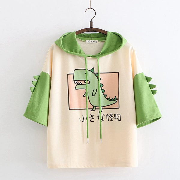 Japanese Dinosaur T-Shirt Hoodie Top Tee Cute Youthful Kawaii Babe