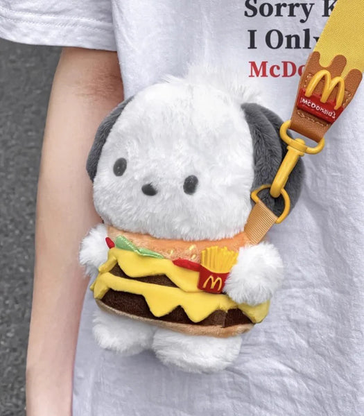 7829 Funny Hamburger Plush Backpack Bags Teen Girls - Cute Kawaii Fun Furry Kawaii Hamburger Puppy Bag – Kawaii Babe main image 3