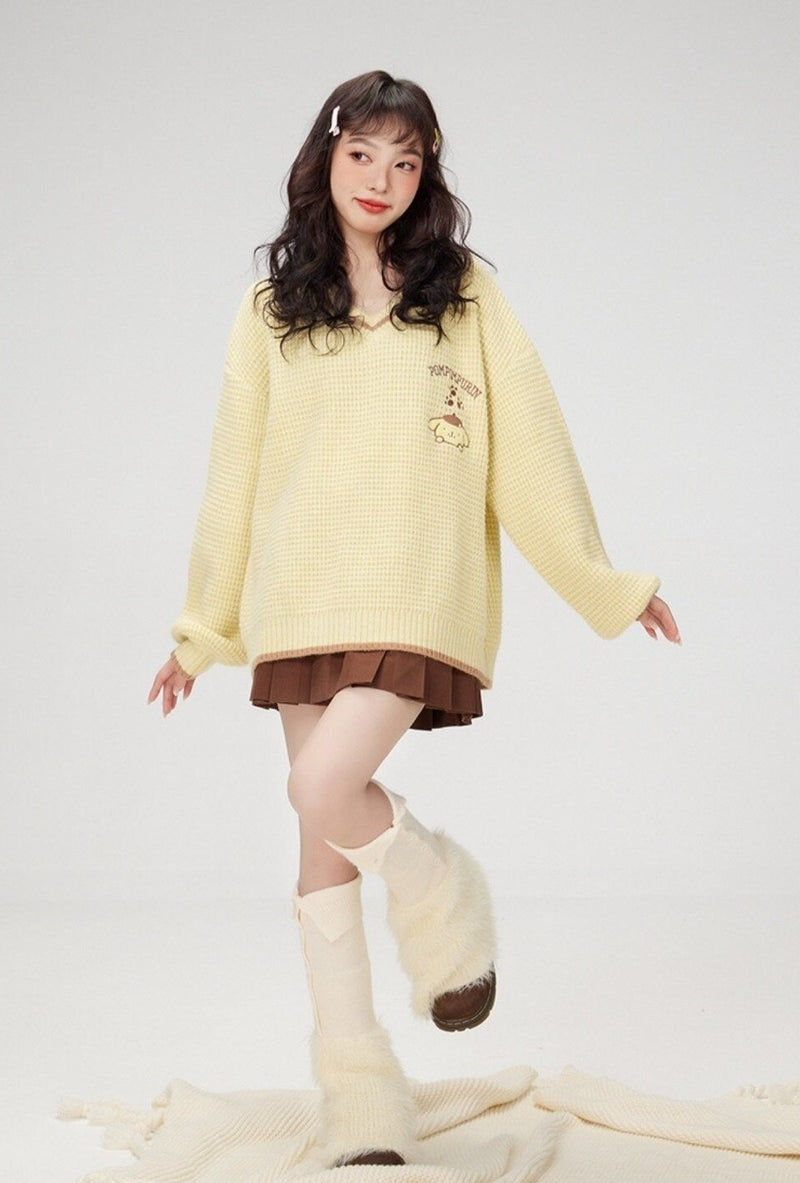 Kawaii prepstar sailor pullover sweater - cable knit - cinnamoroll - skirt -
