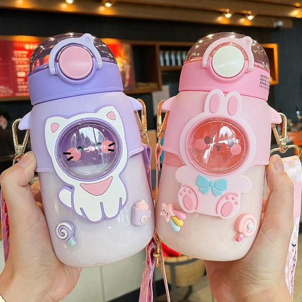 Cute Bear Water Bottle For Girls Kids Kawaii Plastic School Juice Milk Tea  Shaker Drinking Bottle