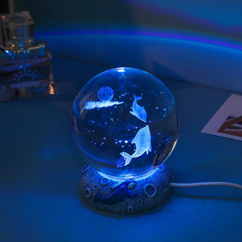 LED Aquamarine Life Snow Globe