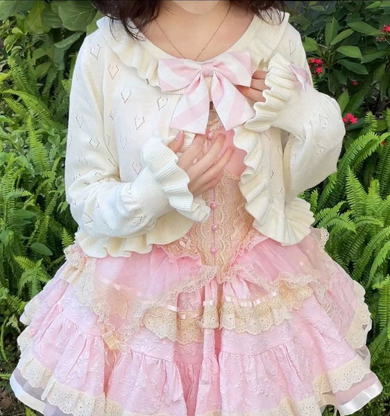 BIRTHDAY BASH♡FRILL SLEEVE CARDIGAN short-cardigan-with-ruffle-for
