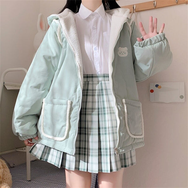 ジャケット・アウター Katie 25TH BABY BEAR stadium jumper pastel-bear-double-sided-