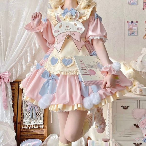Pastel easter bunny lolita dress - apron dress - bunnies - bunny - rabbit -