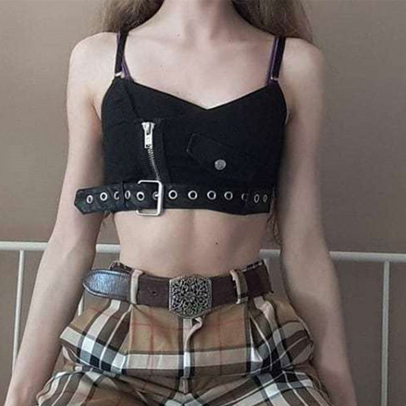 Patchwork Plaid Crop Top - belly shirt, crop tops, cropped tank, cropped tee, cropped top Kawaii Babe