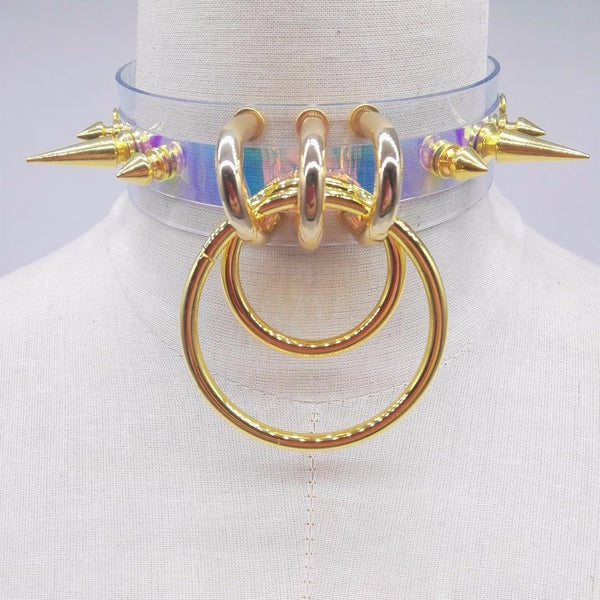 Kawaii Clear Transparent Gold Silver Spike Collar Choker