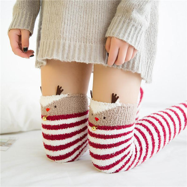 Christmas thigh high socks hotsell