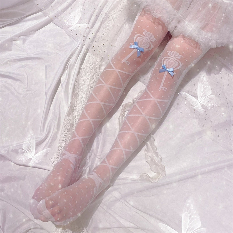Sheer Lolita Nylon Thigh Highs - nylon, nylons, socks, stockings, tights Kawaii Babe