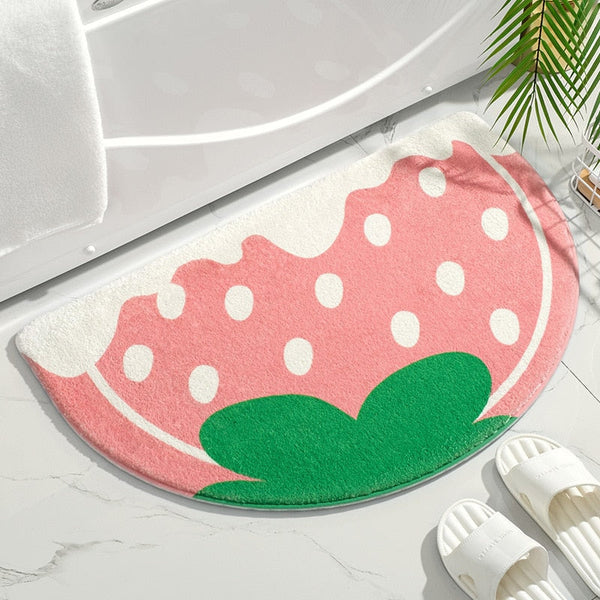 Strawberry Floral and Honey Bee Bathroom Floor Mats | Kawaii Babe