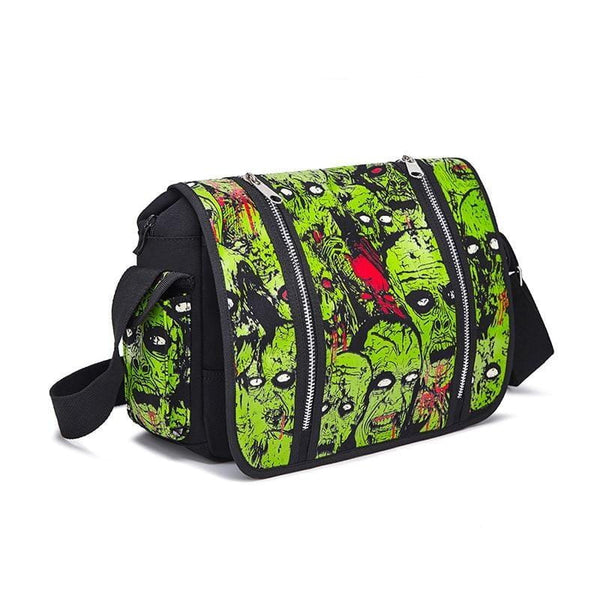 Zombie Messenger Bag with Adjustable Strap and Multiple Zip