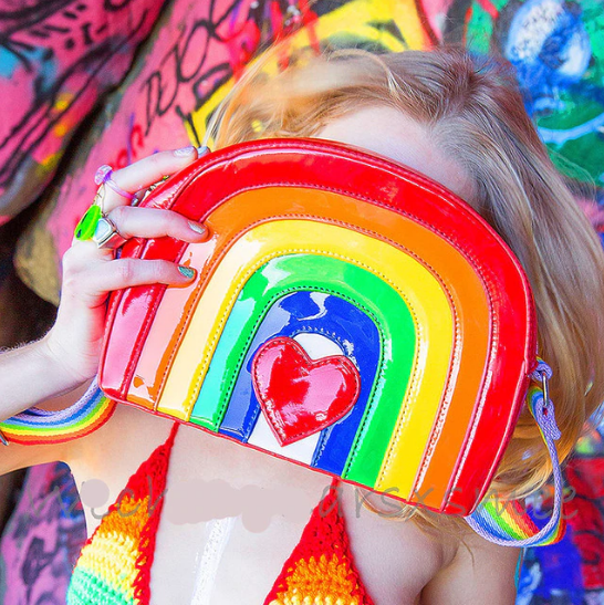 3D Rainbow Handbag Shoulder Bag Purse Gay Pride Heart | Kawaii Babe