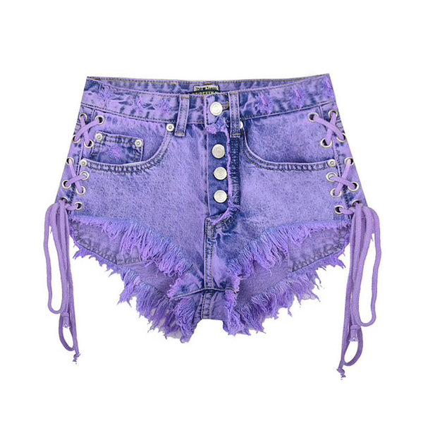 MIXT by Nykaa Fashion Purple Solid Denim Shorts (26)