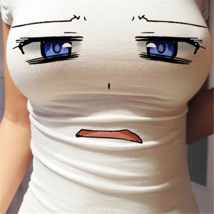 Kawaii Anime Face Expression T-Shirt Cute Tee Tops Manga