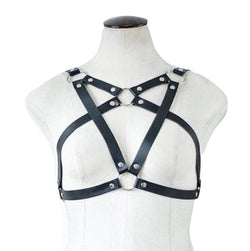 sexy pentagram star pagan harness chest garter belt vegan leather buckles bondage bdsm romantic fashion accessory by kawaii babe