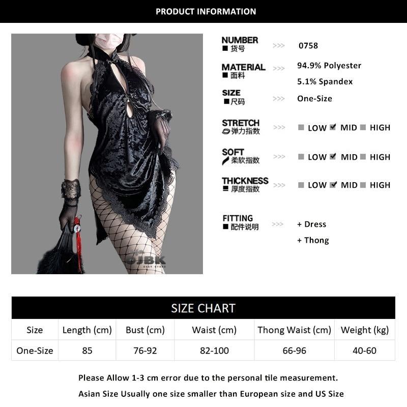 Black Velour Cheongsam Dress - china, chinese, cosplay, costume, dresses