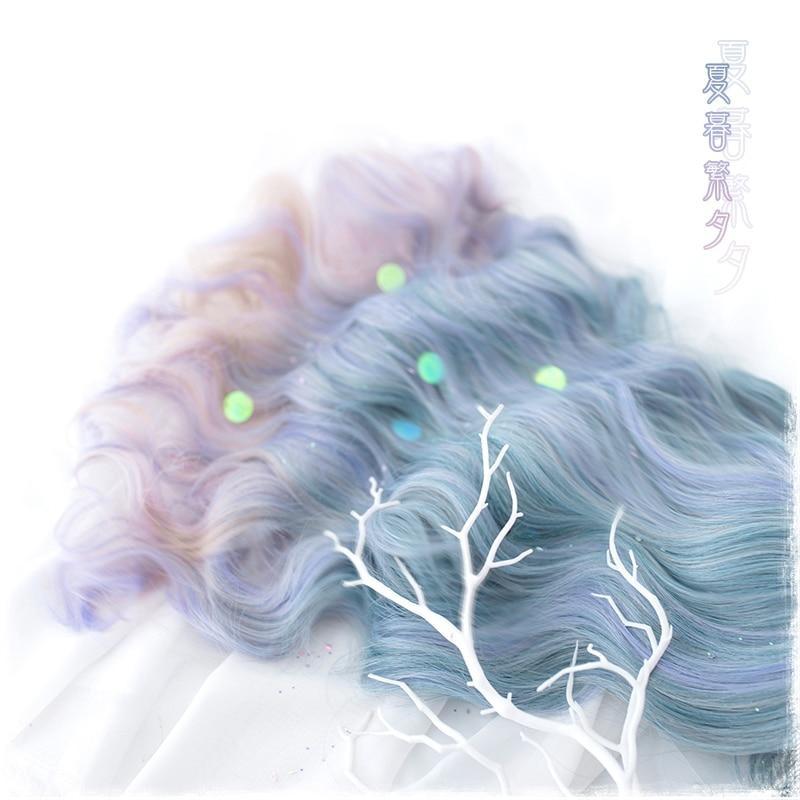 Blue Purple Ombre Long Wig - wig
