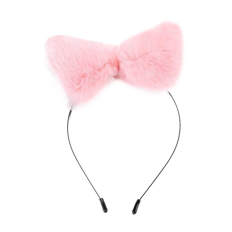 Kawaii Pink Furry Fox Ear Headband Pet Play Little Pet Fetish Kinky Vegan Soft Fuzzy Ears