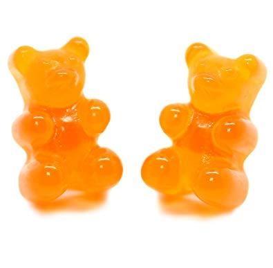Orange Kawaii Gummy Bear Candy Stud Earrings Cute Jelly Resin 