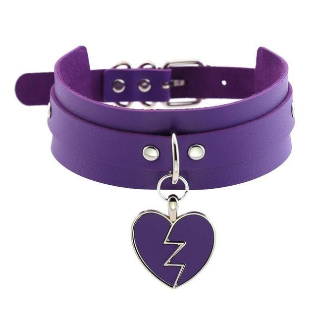 Heart Breaker Collar - Purple Collar - choker