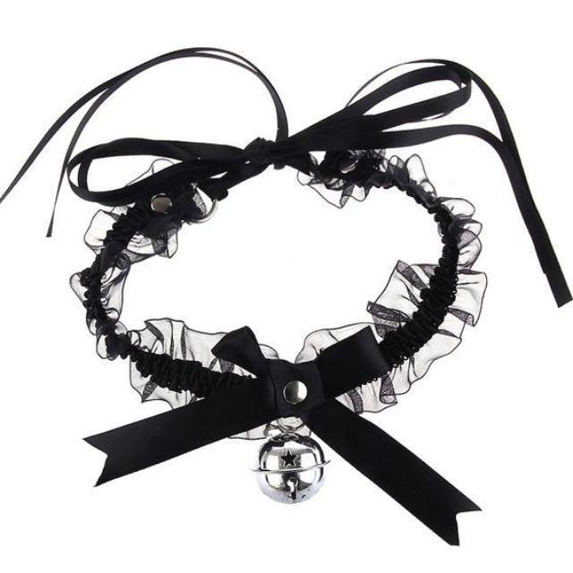 Black Cat Collar Bell Choker Necklace Pet Play Kitten Play Kitty Neko Cosplay Costume 