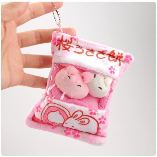Littlest Bag Of Plushies - Pink Bunnies - stuffed animal