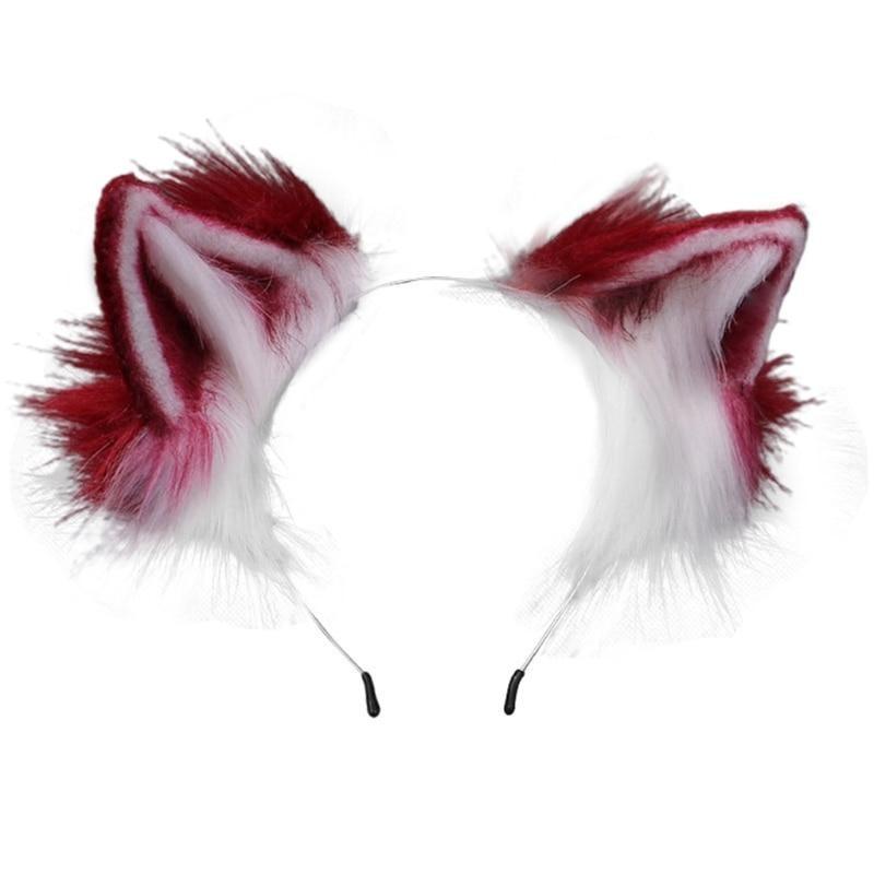 Luxurious Neko Ear Headband (10 Colors!) - Marroon - cat, cat cears, fox, fox ears, head band