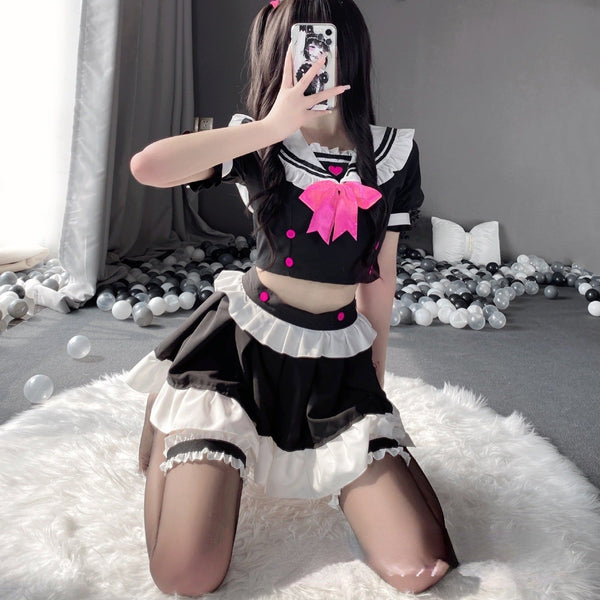 Maid Temptation Cosplay Set Costume Halloween Kawaii babe With Stockings Maid Temptation Cosplay Set Costume Halloween Kawaii babe With Stockings