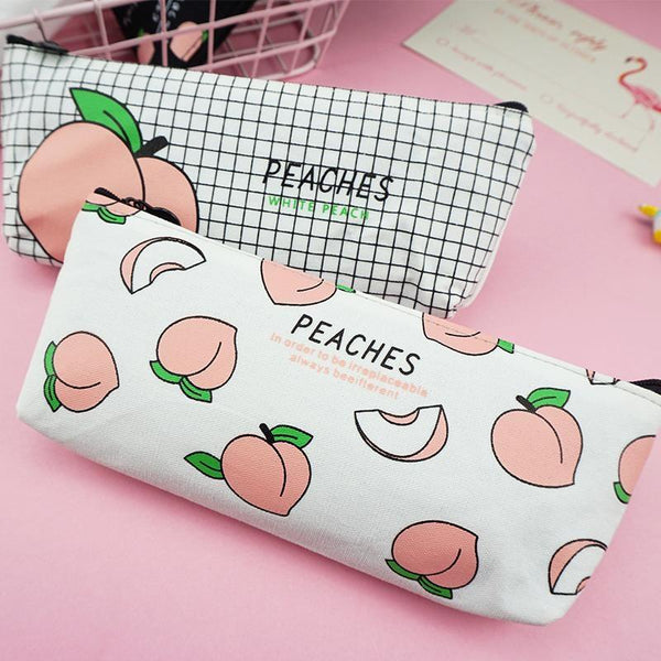 Peach Makeup Bag Cosmetic Purse Stationary Pencil Case