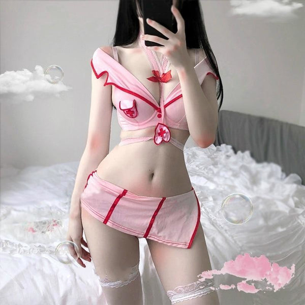 Pink Nurse Lingerie Costume Cosplay Kawaii Babe Pink Nurse Lingerie Costume Cosplay Kawaii Babe