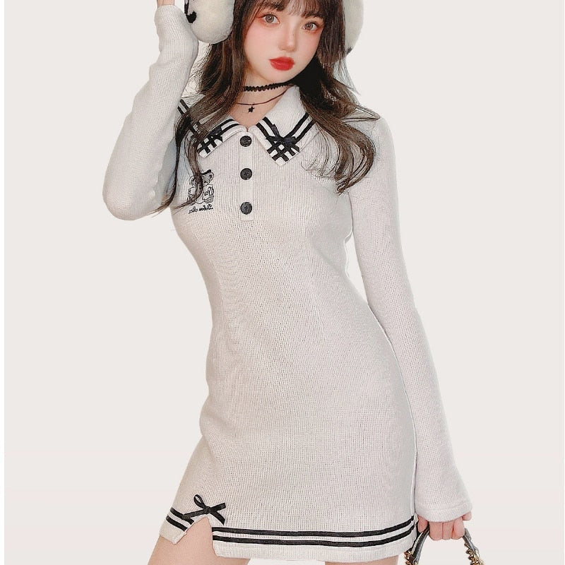Pink Sailor Bear Sweater Dress - angelcore, angelic, coquette, dollette, dresses Kawaii Babe