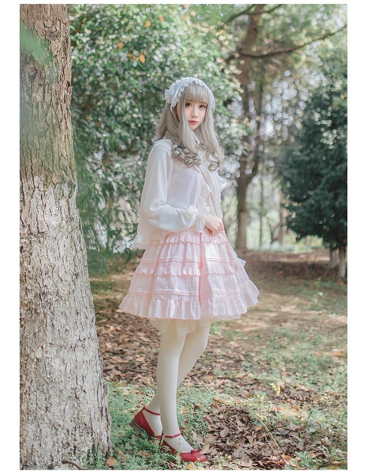 Elegant Girly Sweet Lolita Dress Pink Kawaii Harajuku Princess Fashion 