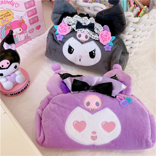 Plush Soft Kuromi Pastel Goth Makeup Purse Handbag Bag