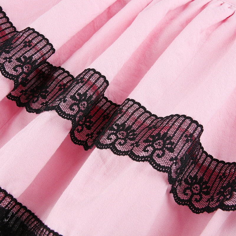 Pink Black Layered Skirt