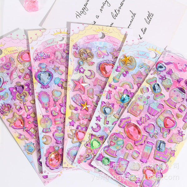 Totally Cute Sparkle Stickers 6x9 Sheet Puffy Glitter Colorful Packs
