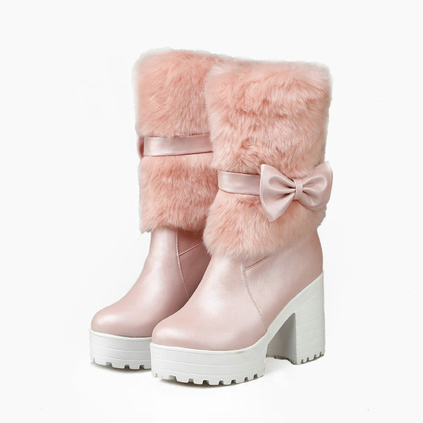 Pink shop fur boots