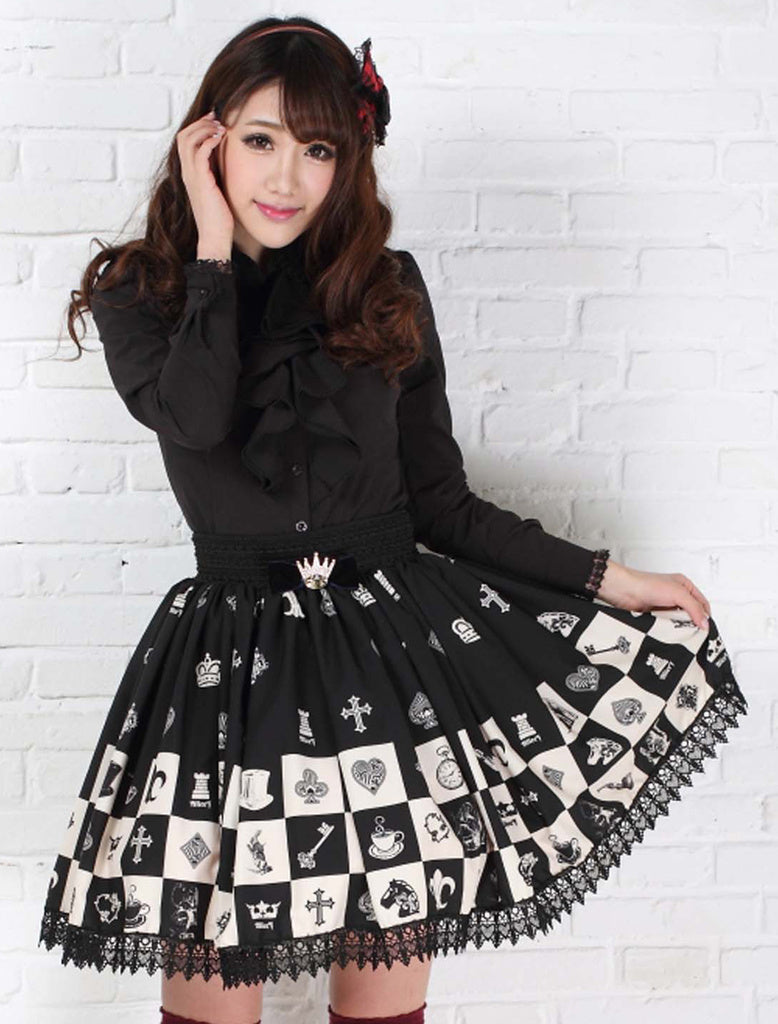 checkerboard chess board lolita skirt petticoat gothic fashion harajuku japan by kawaii babe