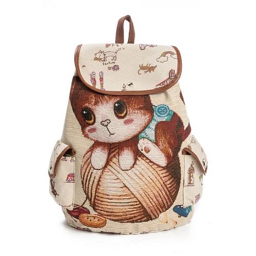 japanese kitten oriental kitty cat book bag rucksack backpack canvas japan harajuku chinese china art artwork kawaii babe fashion
