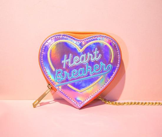 Holographic Heart Breaker Coin Bag Pouch Purse Harajuku Japan Street Fashion