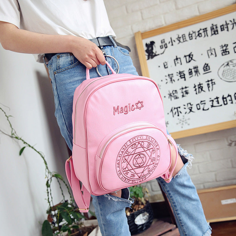 Card Captor Sakura Magical Girl Backpack Book Bag Knap Sack Zippered Clow Pink mahou Shoujo Anime Girls Kawaii Babe
