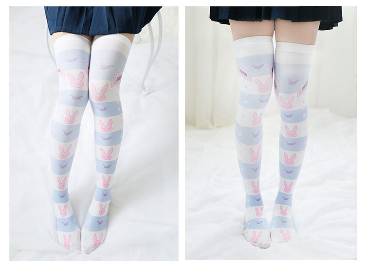 Overwatch D.VA DVA Cosplay Anime Thigh High Stockings Leggings Tights Fairy Kei Pastel Anime