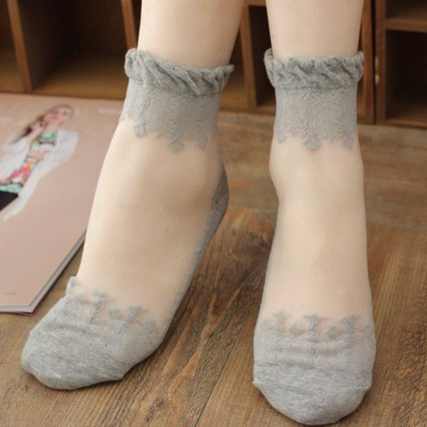 Invisible Lace Ankle Socks See-Through Lolita Dainty