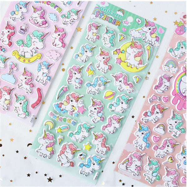3D Puffy Unicorn Stickers Sheet Japan Stationary Cute